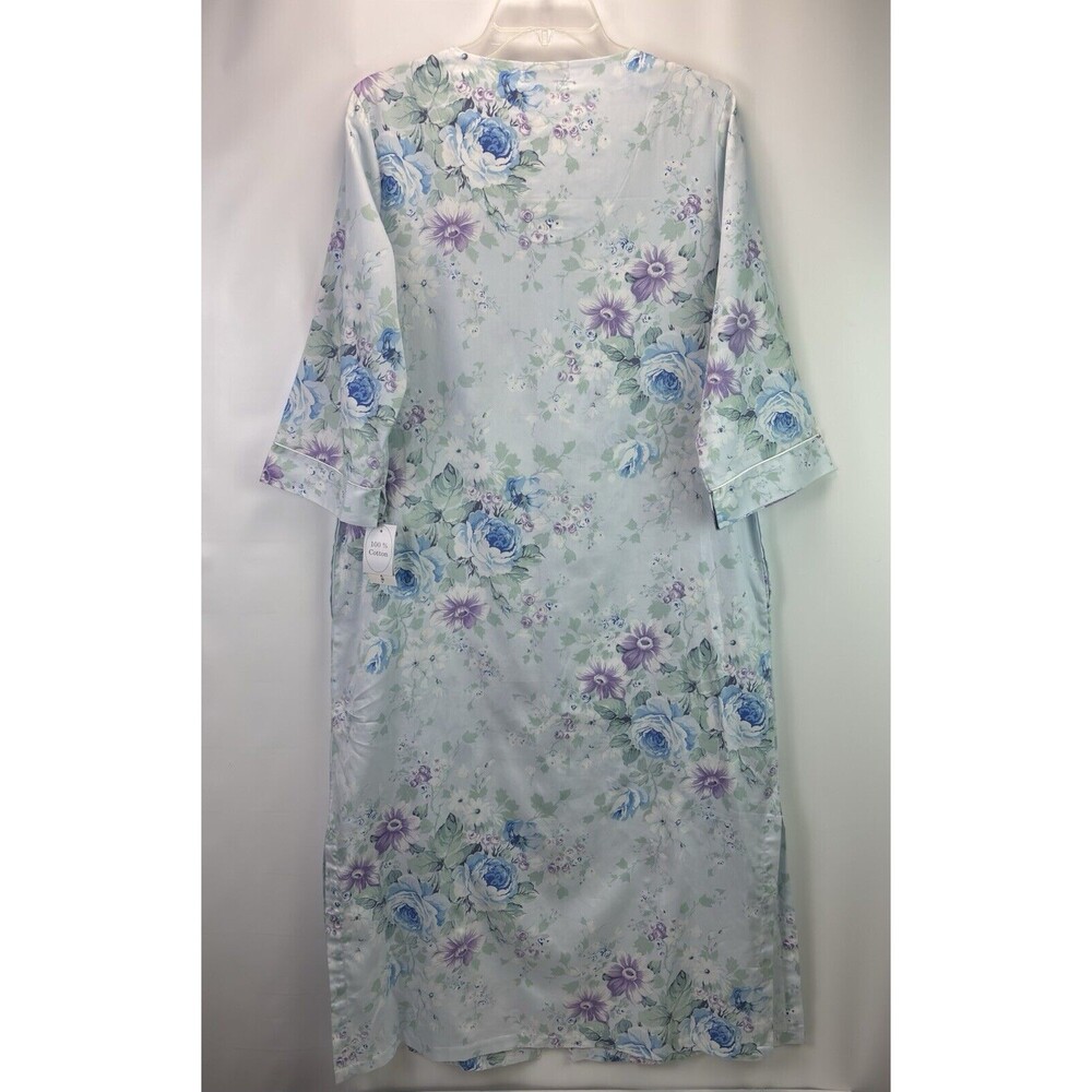NWT Miss Elaine Zip Front Floral Nightgown Robe Pockets Size Medium - Picture 10 of 11
